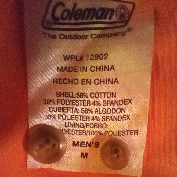 Coleman TAG Button Down Shirt, Orange, ZIP Pckts, Short Sleeves, Collar, Vents,M - Picture 13 of 14